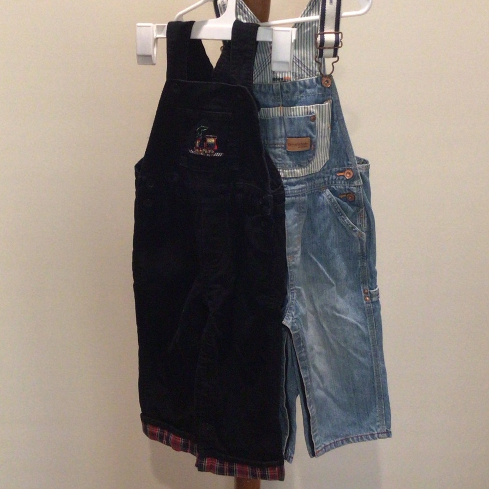 Kids Denim and Black Overalls Set size 24 months vintage